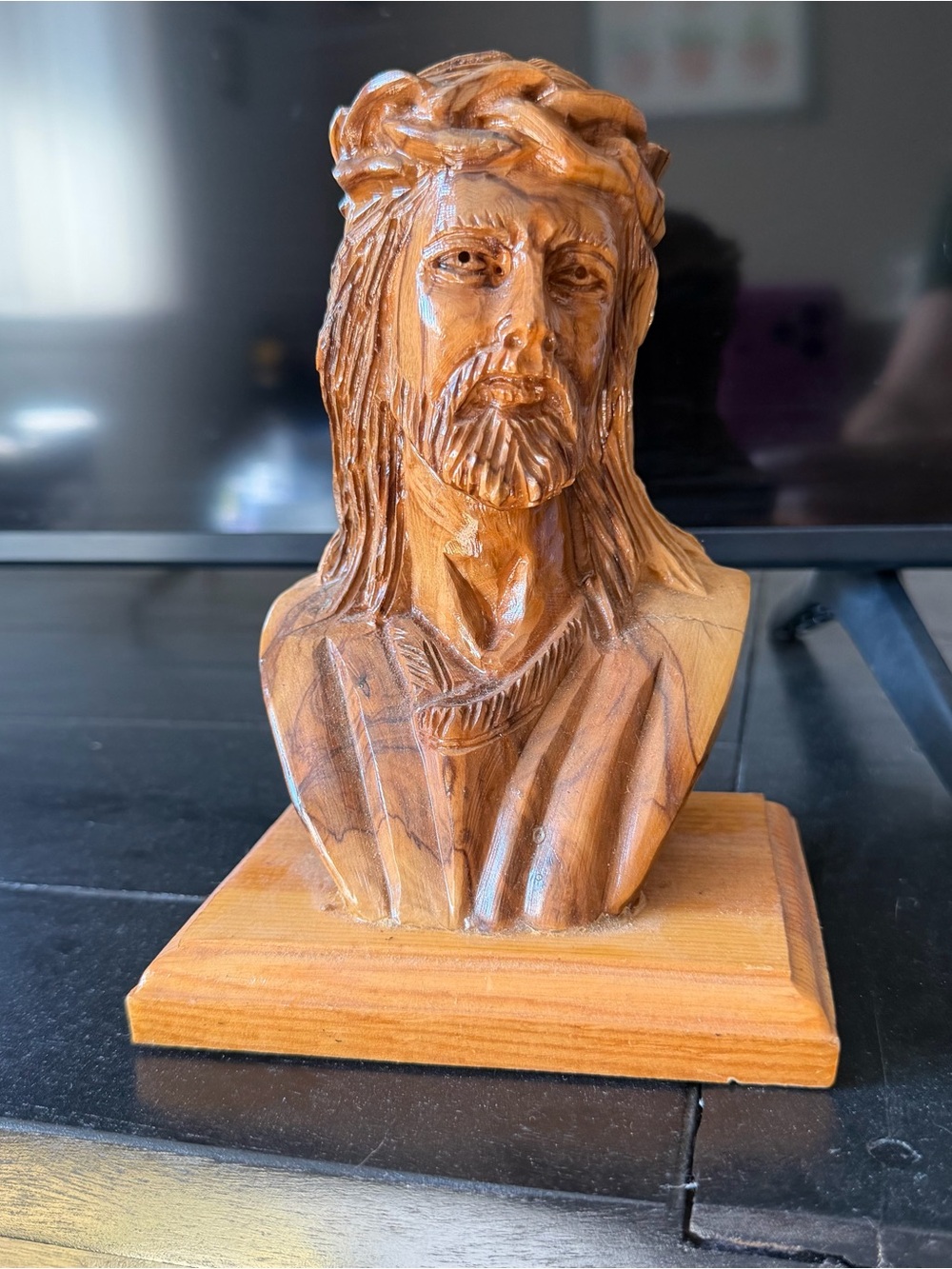 Vintage Hand Carved Wooden Jesus Sculpture Michigan Made